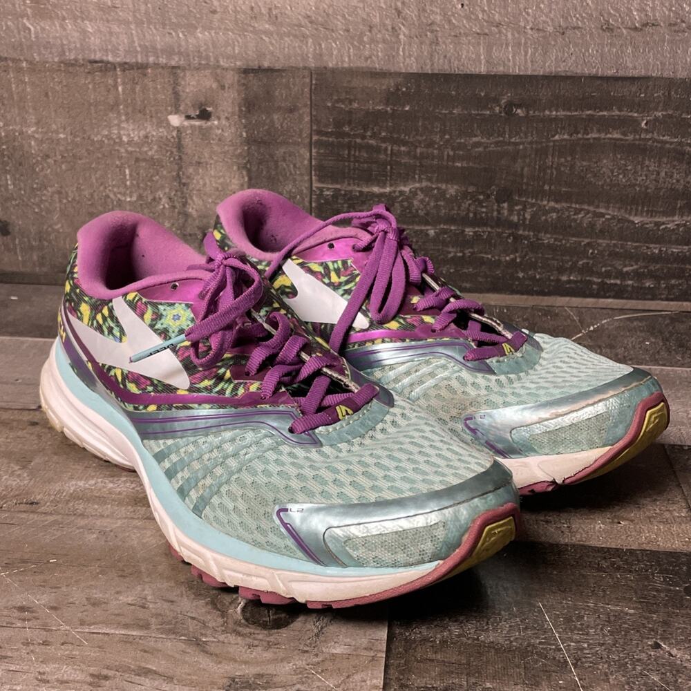 Brooks Womens Launch 2 Running Shoes SZ 8.5 Teal Purple Tie Die 1201781B482